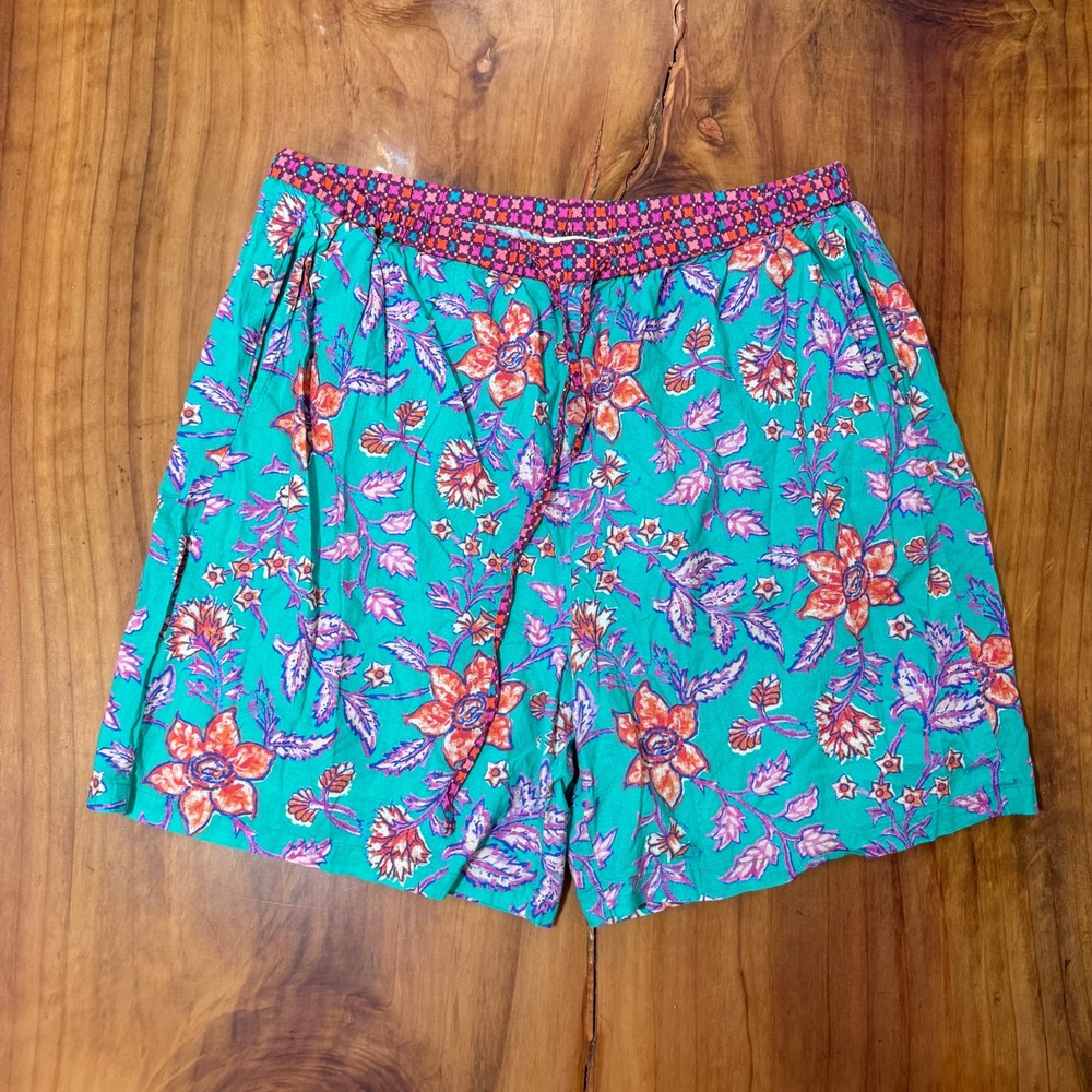 Sundance Women's Shorts XL Bermuda Cotton Floral Drawstring Boho X1